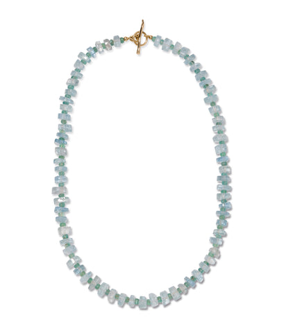 Aquamarine, Emerald & 14k Gold Necklace