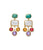 Parade Earrings. Statement earrings with amazonite stone tops, mother-of-pearl, and three hanging drops.