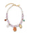 Basque Necklace in Lavender. Pastel statement collar of kunzite nugget and pearl beads with assorted charms.