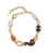 Gold-plated brass linked collar features glass and resin beads and large freshwater pearls.