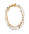 Double wrapped gold-plated brass linked chain, knotted freshwater pearls and turquoise bead.