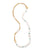 Long gold-plated brass linked chain, knotted freshwater pearls and turquoise bead.