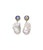 Murano Pearl Earrings. Blue and yellow Millefiori swirled glass tops with oversized, freshwater baroque pearl drops.