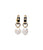 Zebra Hoops. Small gold-plated brass hoop earrings with painted black enamel stripes and freshwater pearl drop charms.