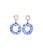 Madeira Glass Earrings. In gold-plated brass with mother-of-pearl tops and cobalt and milky-white striped glass rings.