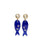 Fresh Catch Earrings. With light yellow faceted glass tops and cobalt glass fish inlaid with semiprecious stones. 