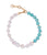 Aqua Sky Collar. Single strand color-blocked in aqua amazonite and freshwater pearl beads.