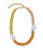 Tavira Necklace in Sand. With yellow, amber, and beige color-blocked glass beads and large baroque freshwater pearls.