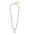 Atlantic Necklace in Grass. With green and aqua glass beads and freshwater baroque pearl drop.