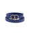 Double Wrap Georgia Belt In Azure. Thin blue leather belt with double wrap and gold-plated brass 'kidney' buckle. 