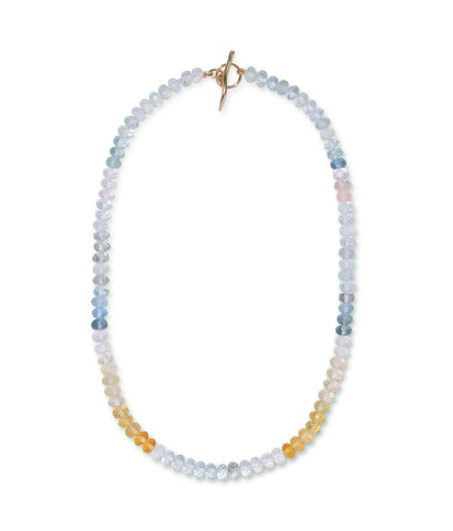 Rainbow Aquamarine, Morganite & 14k Gold Necklace