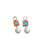Millefiori Drop Charm. Two charms with orange and blue glass flower square, coin pearl drop, and gold-plated brass ring.