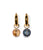 Gold Mood Hoops with Mirror Ball Charms in Blue and Champagne attached. 